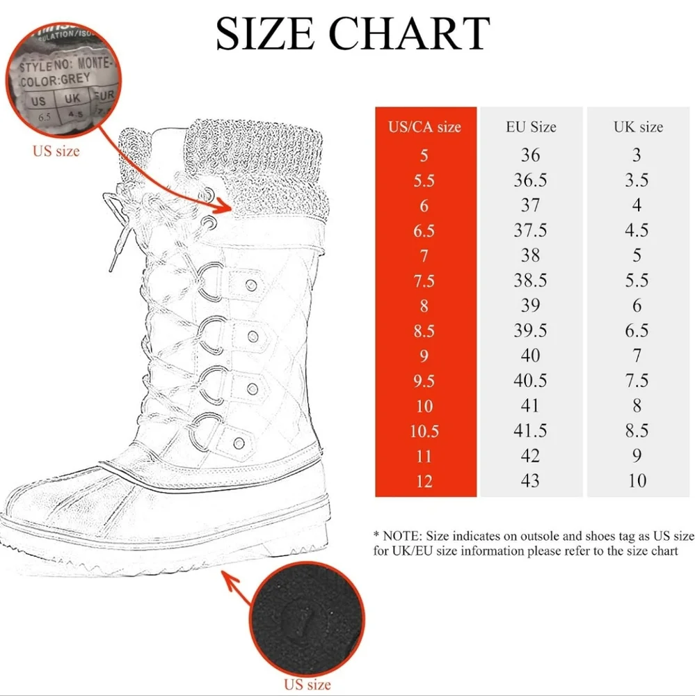 DREAM PAIRS Women‎ Mid-Calf Waterproof Winter Snow Boots New Brown Red Faux Fur
